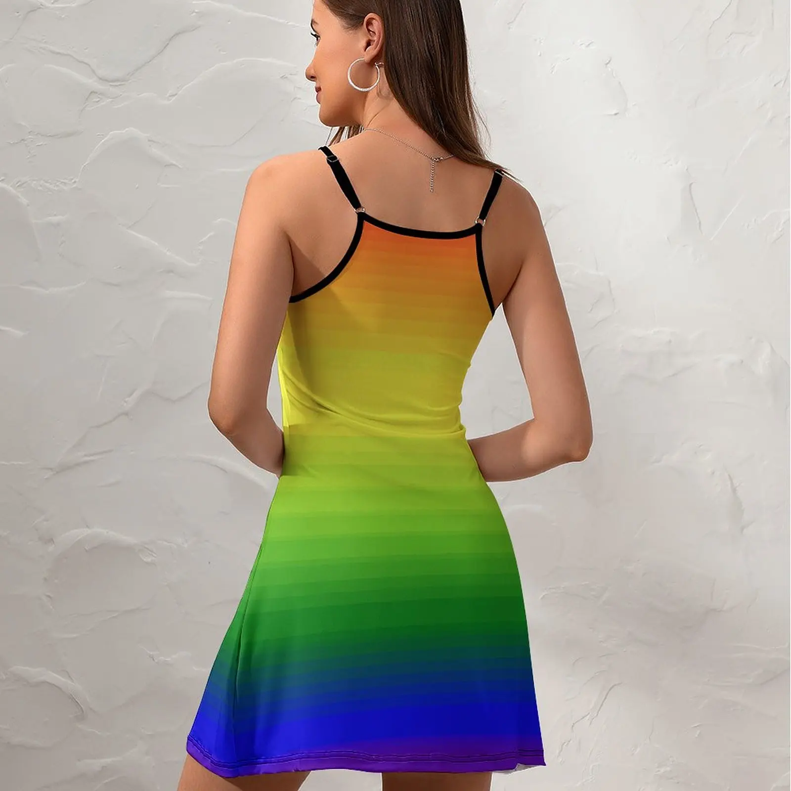 Gradient LGBT + Flag women's Sling Dress Cool Dresses Unique Sexy women's Gown holiday