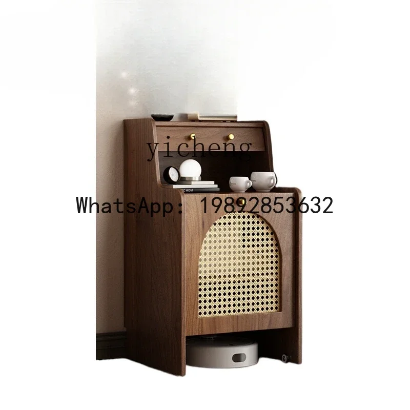 Solid wood rattan storage cabinet Household sofa side cabinet Narwal significant other sweeping rack
