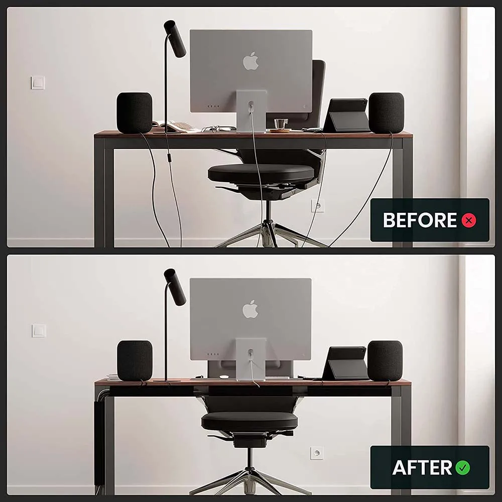 J Channel Desk Cable Organizer PVC Waterproof Cable Management Accessories Black Cable Protecter Under Desk Tv Background