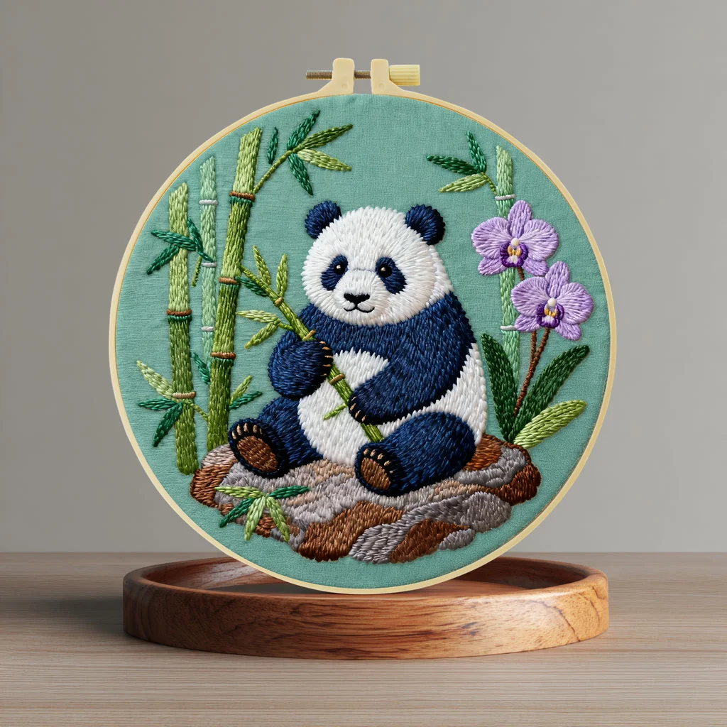 

1pc 20X20CM/15X15CM panda Embroidery Starter Kit DIY Cross Stitch Sewing Art for Gift