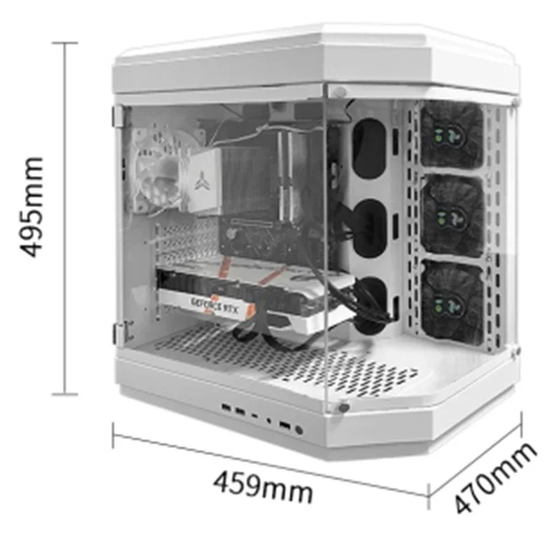 Zeezicht Kamer Atx Case Computerkast Desktop Console M-Atx Witte Zijde Transparante Game Fan Onderwater Wereld