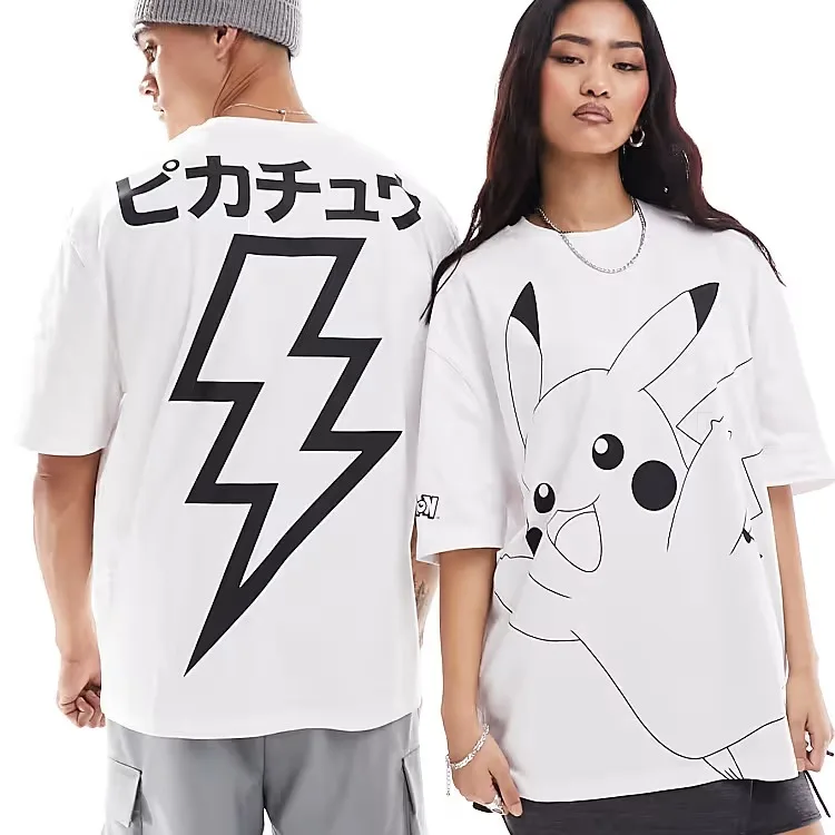 

Футболка Potdemiel Pikachu с мультяшным принтом для взрослых и детей, белая, семейная, летняя, быстросохнущая, мягкая, удобная, легкая, стильная