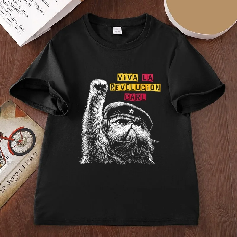 Viva La Revolucion Carl T Shirt Funny Revolutionary Cat Tee Men Women Dungeon Crawler Carl Fan T-Shirt Gamer Cat Graphic Tee