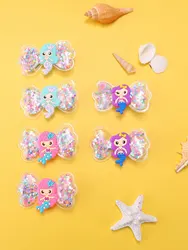 2 Pack Cute Flow Sofa Clips Mermaid Princess Hair Clips Sequin Star Bow Hair Accessories Hair Clips for Girls Hair Pin