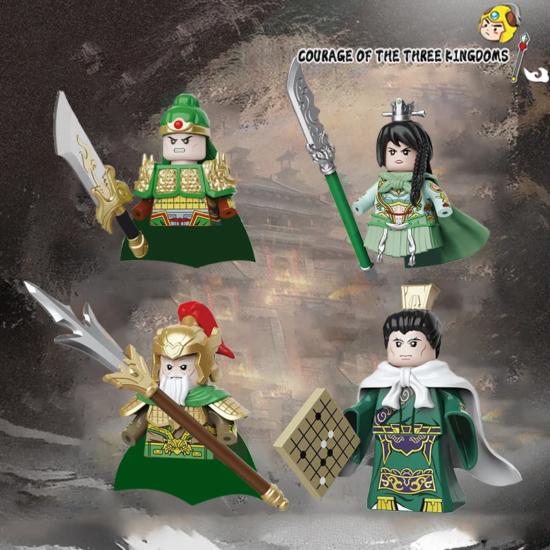 New Chinese History Three Kingdoms War Figure Soldier Weapon Cloak Moc Model Kids Building Blocks Toys Gift Boys Girls Juguetes