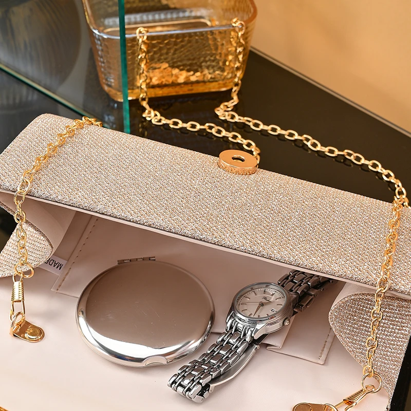 Modische Clutch-Geldbörse, Abendtasche, Umschlag-Handtasche für Braut, Hochzeit, Party, Prozess, Falten, glänzende Party-Clutch