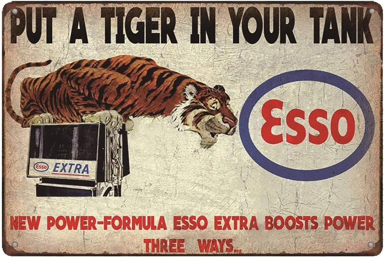 Esso Put a Tiger in Your Tank, Vintage Look Metal Wall Decor Garage Sign 12