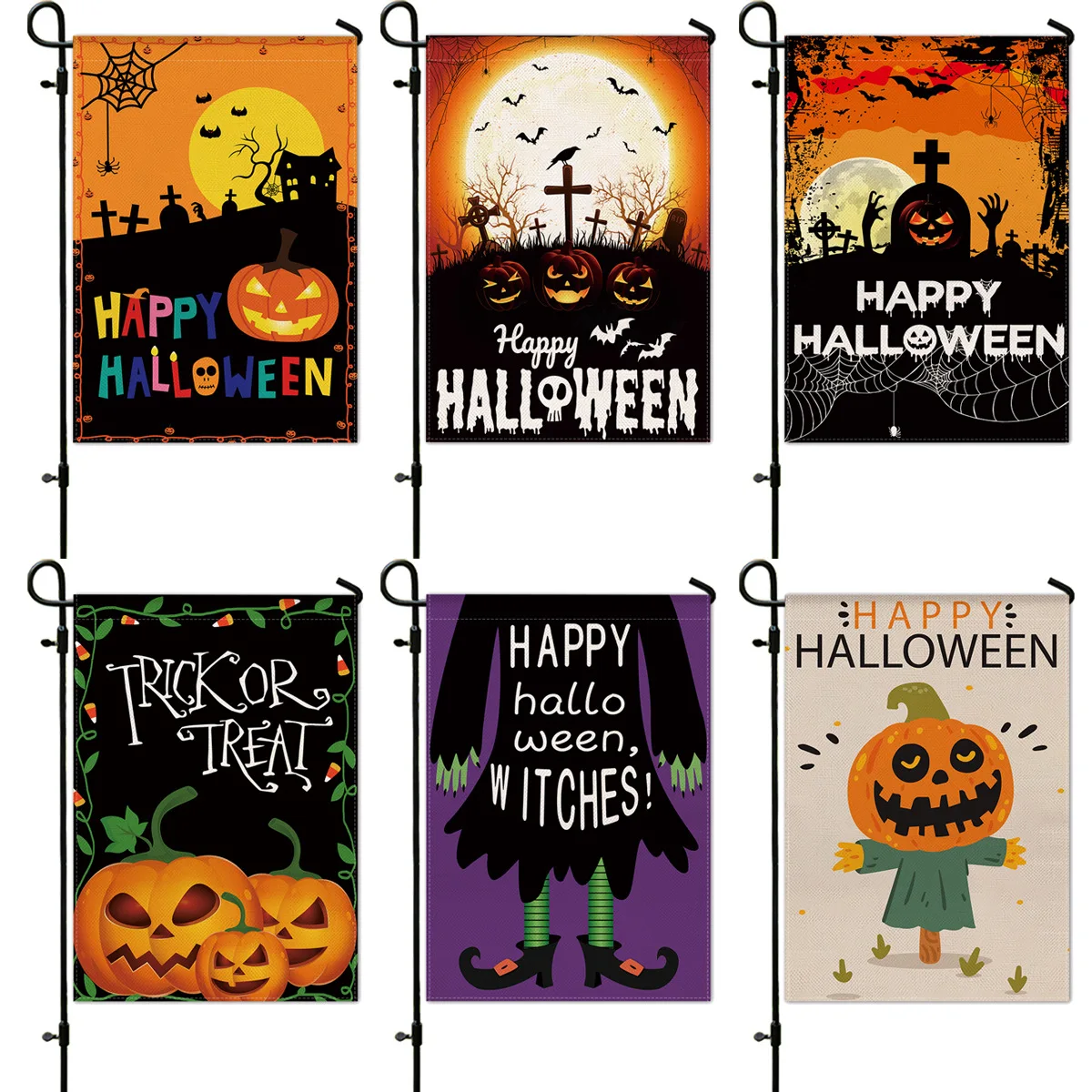 1x30*45cmHalloween Decoration Flag Yard Garden Flag Festive Atmosphere Garden Banner Double-sided Printing Halloween Party Flag