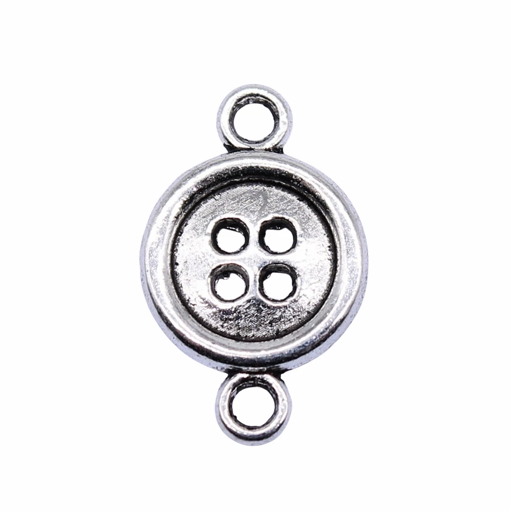 WYSIWYG 20pcs 16x10mm Antique Silver Color Button Connector Charms For Jewelry Making DIY Jewelry Findings