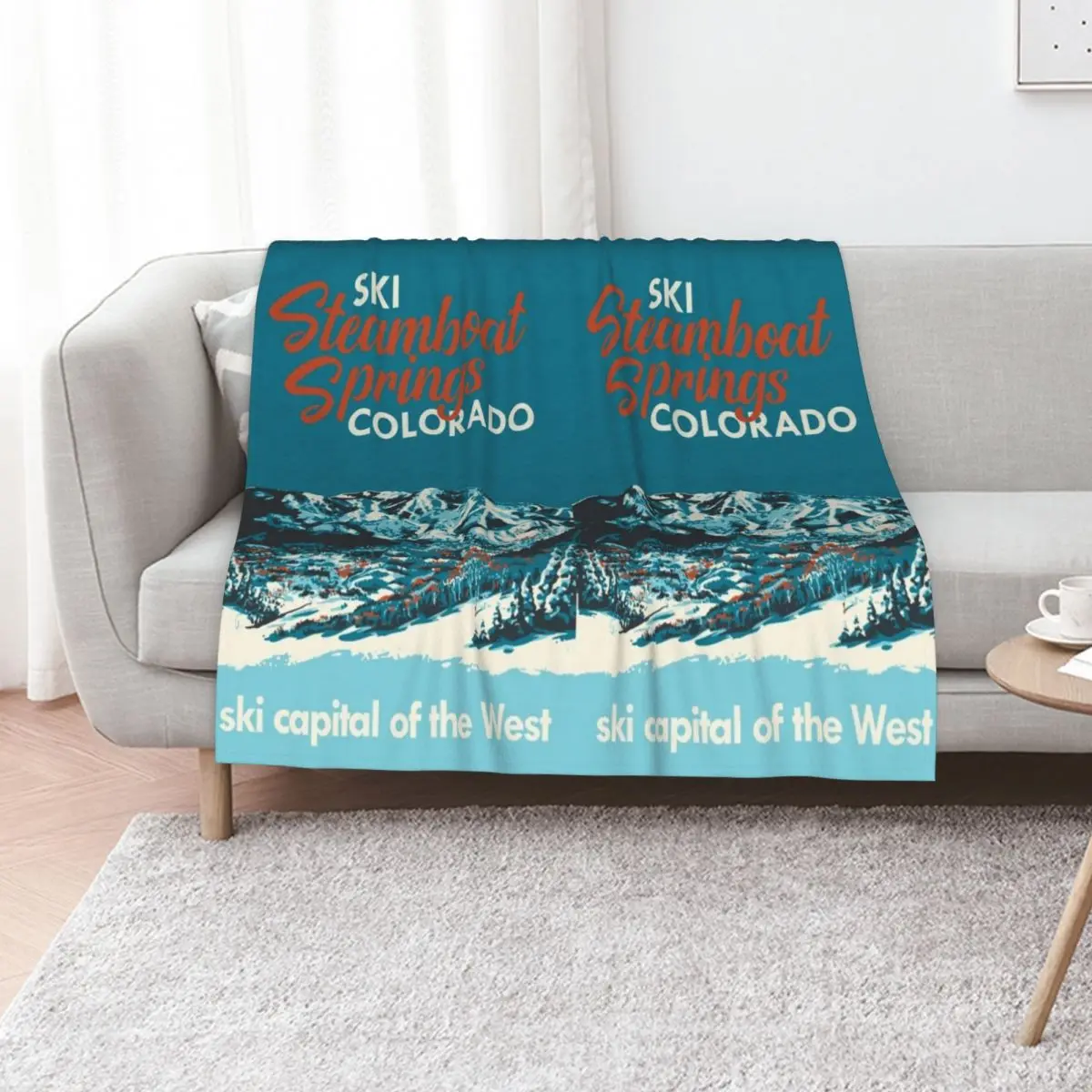 

Steamboat Springs Vintage Ski Poster Throw Blanket Picnic funny gift Cute bed plaid Blankets