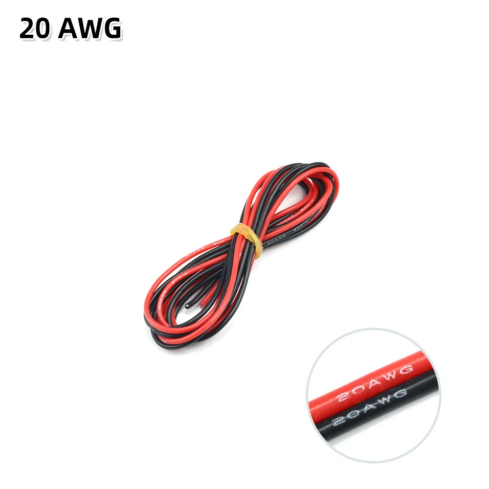 2 meter siliconendraad 8 10 12 14 16 18 20 22AWG hittebestendige zachte siliconen silicagel draadkabel (1 meter rood + 1 meter zwart)