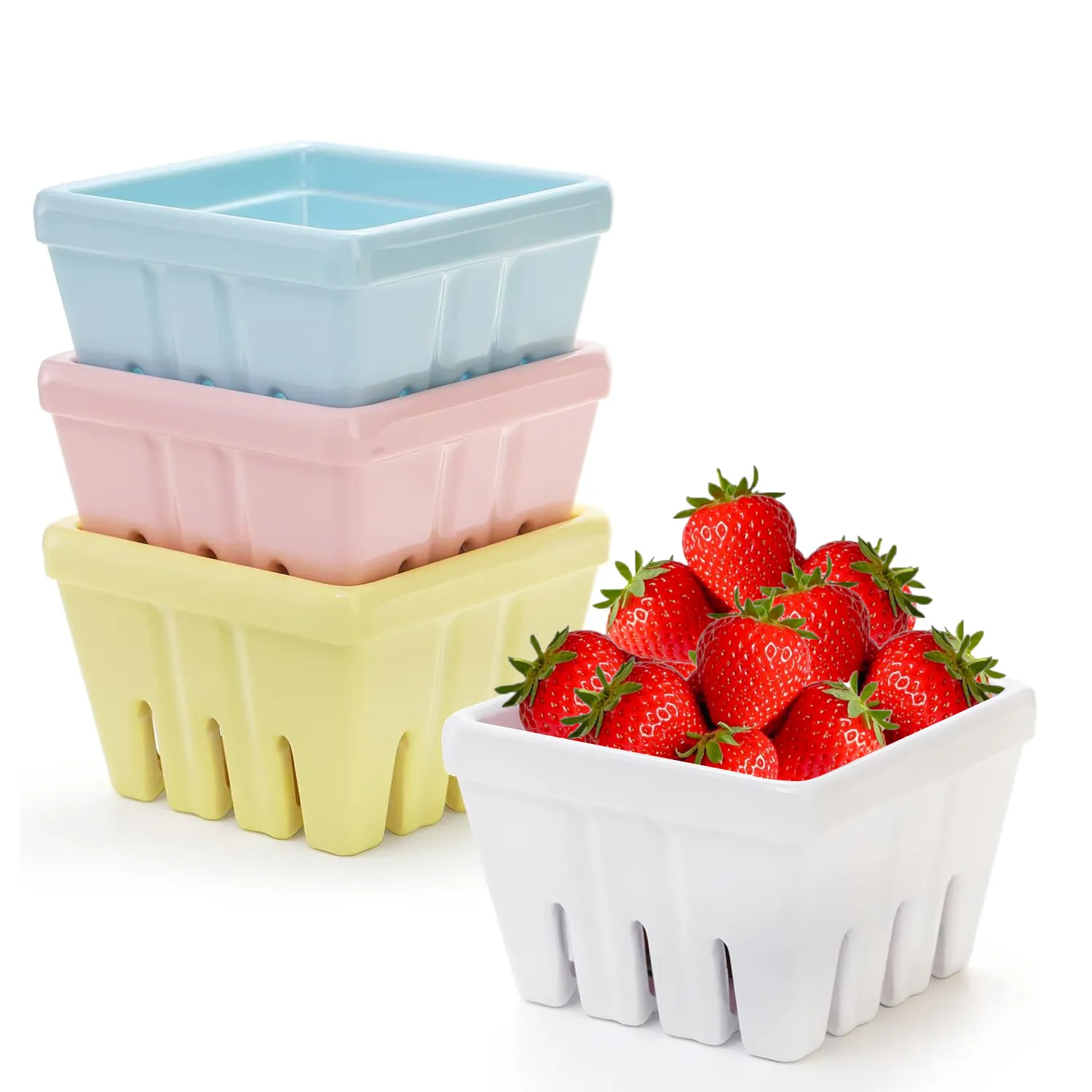 Stylish Strawberry Shaped Drain Basket, Snack Bowl for Restaurant Food Styling, Pretty Fruit Colander