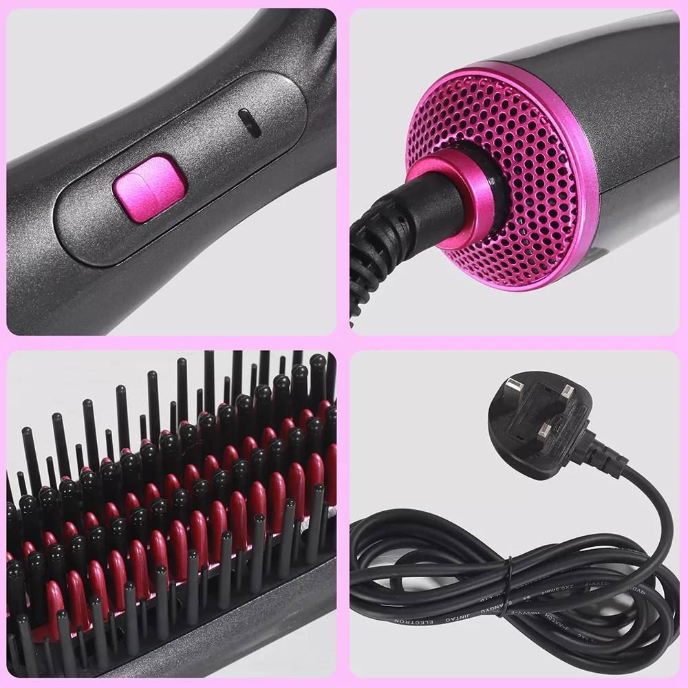 New 3IN1 Hot Air Brush Electric Anion Hair Dryer Comb Multifunctional Straightener Curler Wet and Dry Fast Heating Styling Tools