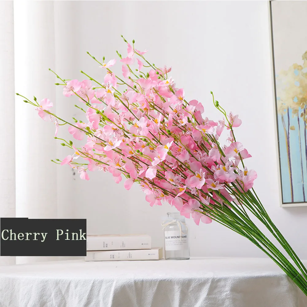 

5pc Dancing Orchid Artificial Flowers Wedding Home Flower Arrangement Crafts Vases Decoration Phalaenopsis Diy Potted Plants