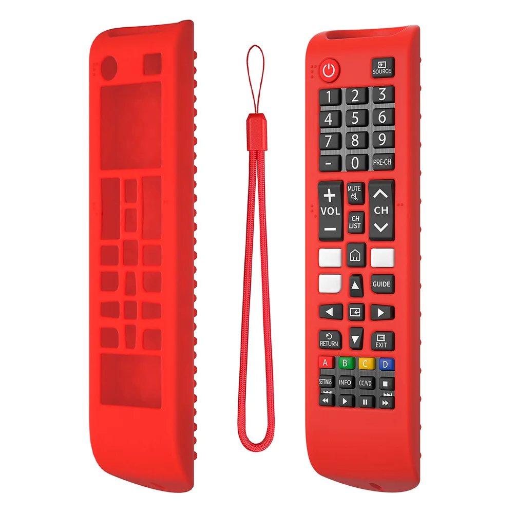 ซิลิโคนป้องกันพร้อม Lanyard ป้องกันกรณีป้องกัน Controller ผิวสําหรับ Samsung Smart TV Remote BN59-01315A