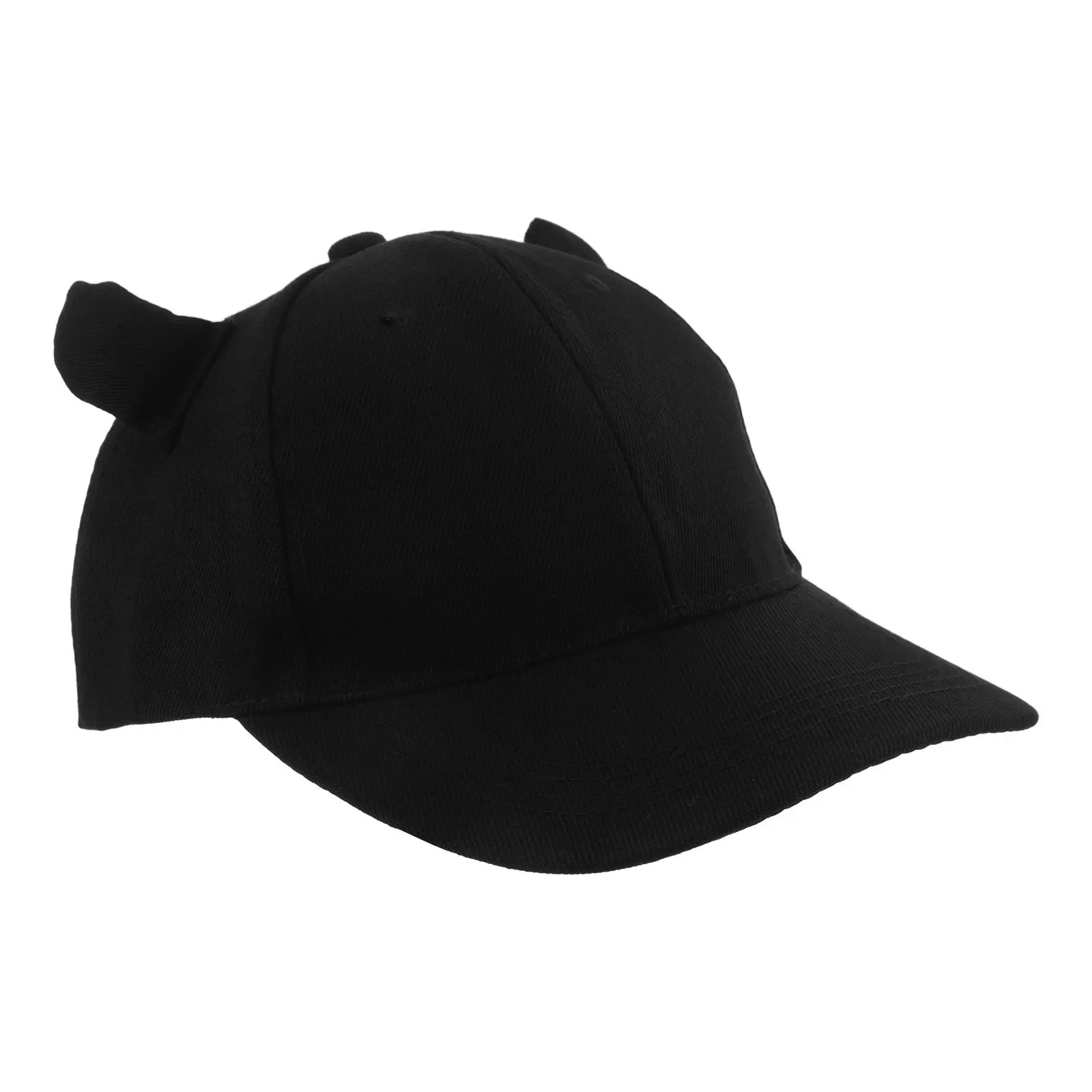 

Black Baseball Cap Adjustable Horn Decor Unisex Outdoor Sports Running Camping Hiking Hat Baseball Hat Black Hats for Men