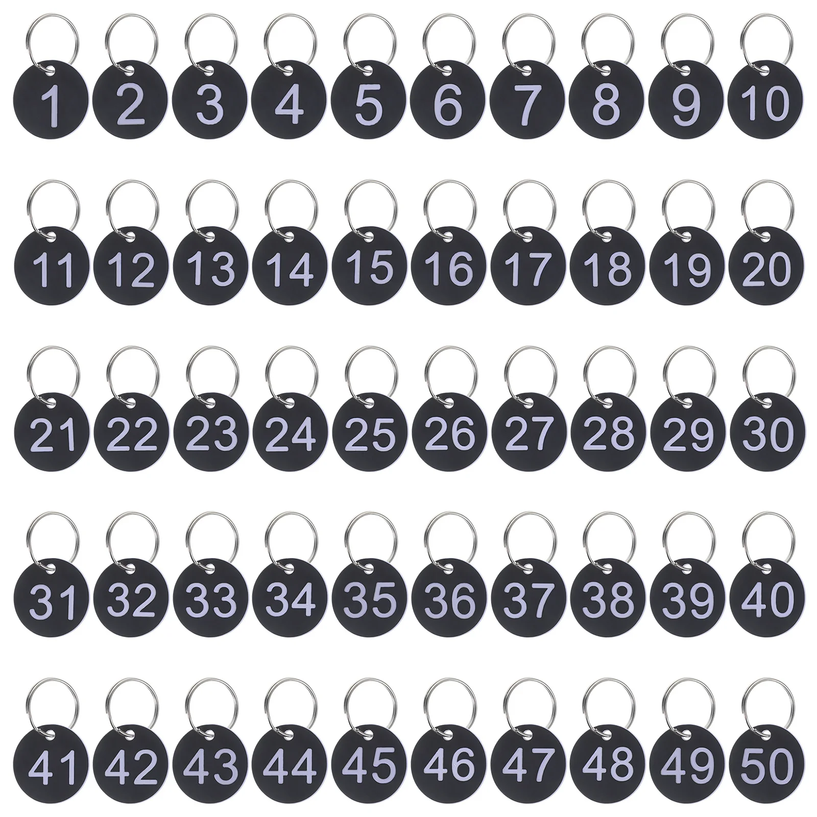 

50 комплектов круглых номерных метков, акриловые подвесные номерные бирки с кольцами для маркировки, идентификации, управления очередью в детских садах