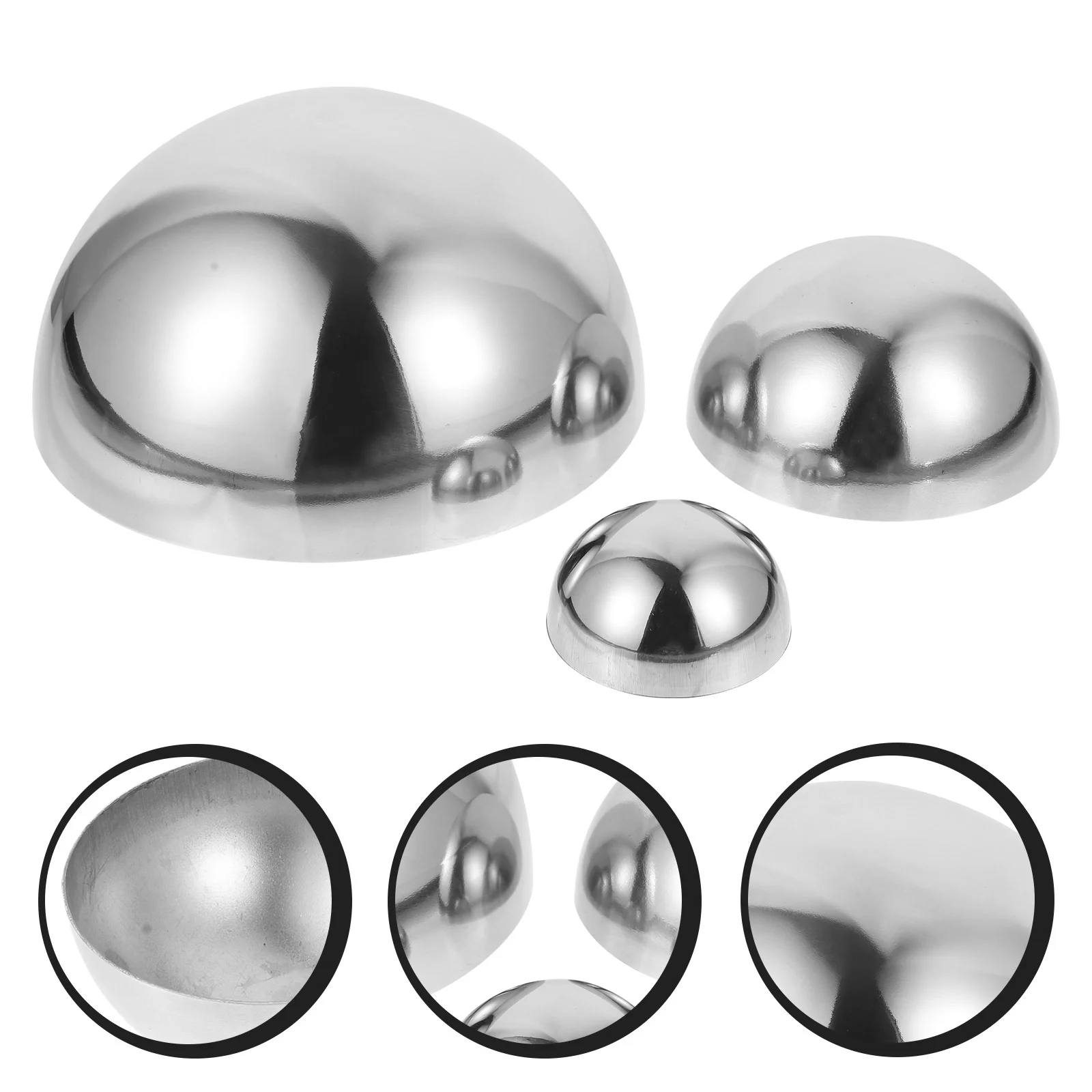 3 Pcs Hollow Hemisphere Garden Ball Mirror Surface Balls Decorative Stainless Steel Reflective Gazing