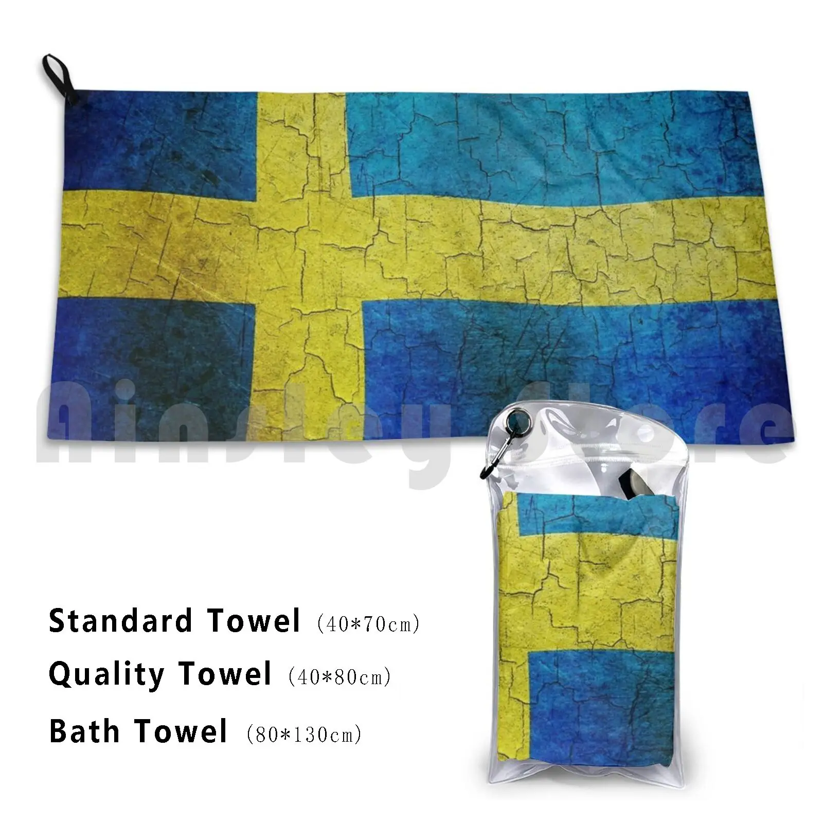 Cracked Sweden Flag Bath Towel Beach Cushion Sweden Swedish Aged Country Dirty Faded Flag Grunge Nation Symbol