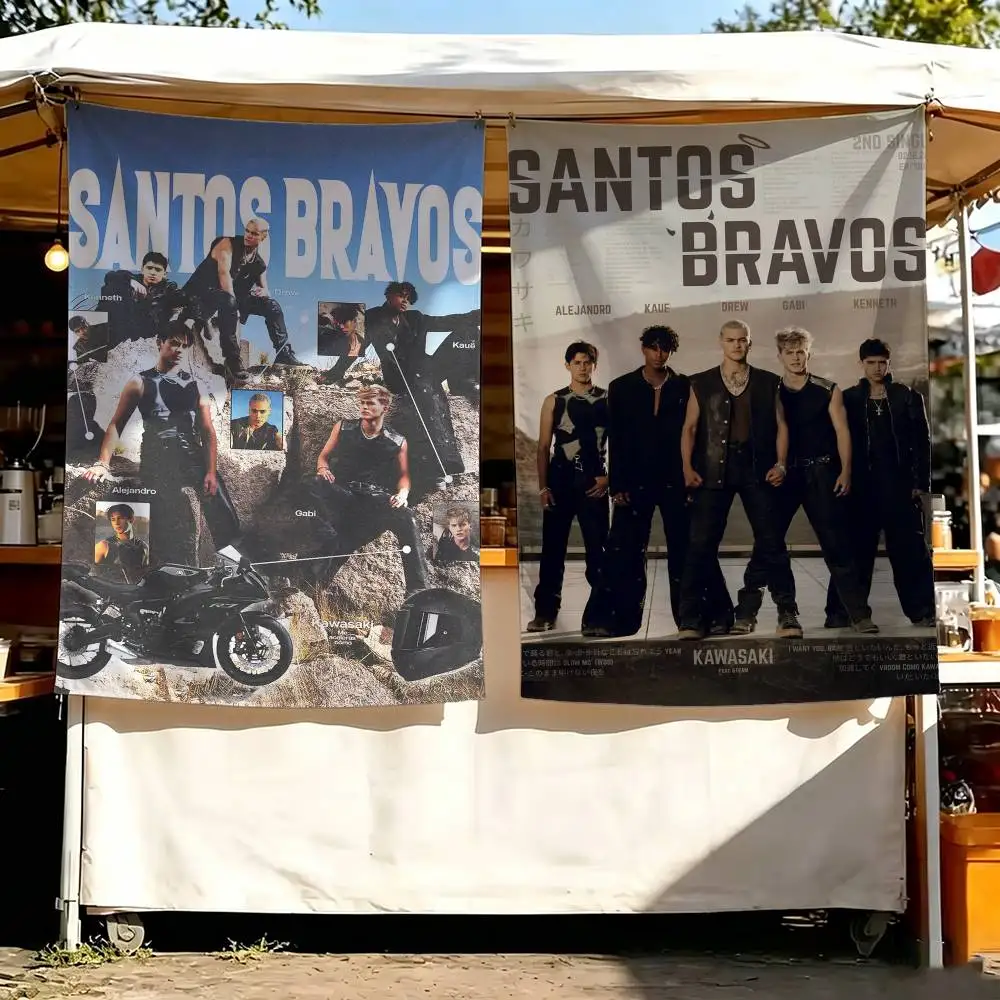 Band Santos Bravos Flags Wall Hanging Background Art Banner for Bedroom Home Outdoor Decor