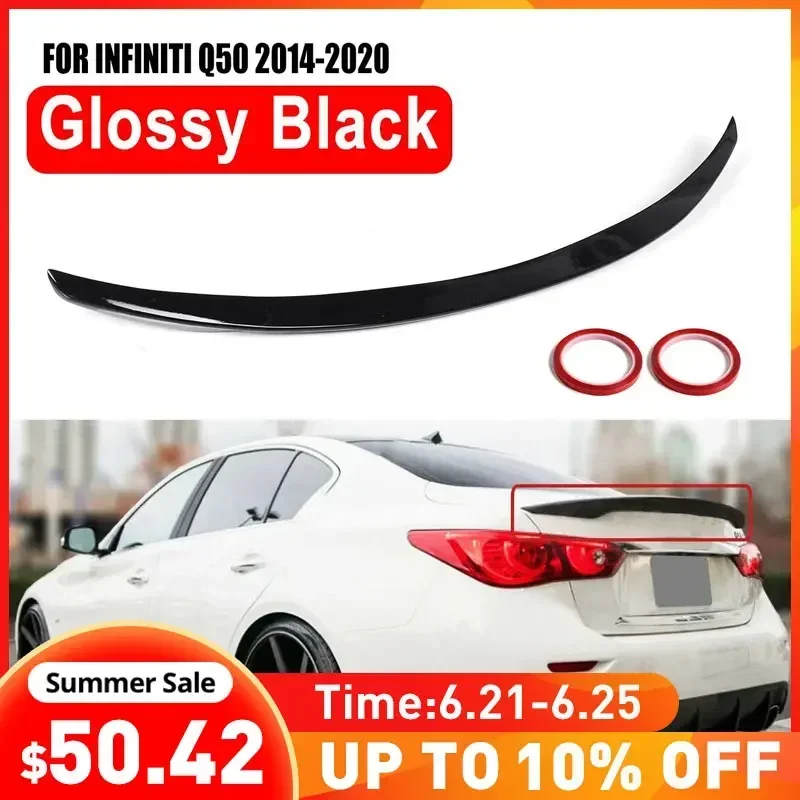 

Painted Glossy Black OE Style Car Raer Trunk Spoiler Lip Roof Spoiler Wing For INFINITI Q50 2014-2020 For Infiniti q50 Body Kit