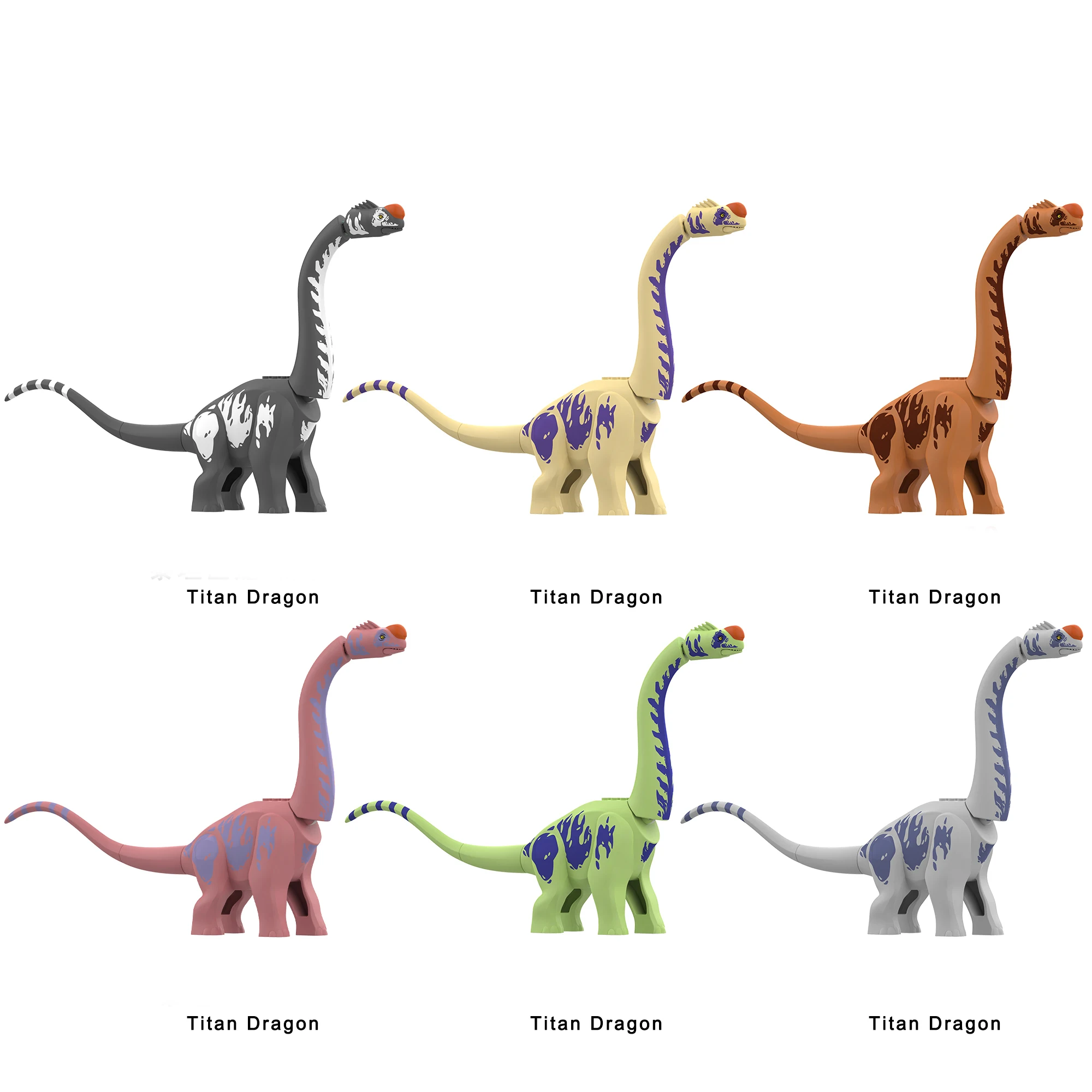 Jurassic Dinosaur World Titanosaurus Realistic Design Soft Rubber Material Building Bolcks Bricks Dinosauios Park figures Toy