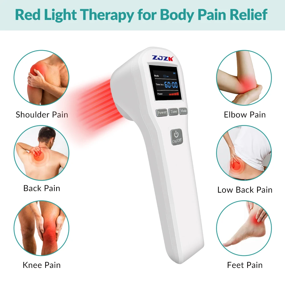 

ZJZK 808nm 650nm Cold Laser Therapy Physical Rehabilitation Device Muscle Wrist Neck Waist Joint Pain Relief Arthritis Pet Home