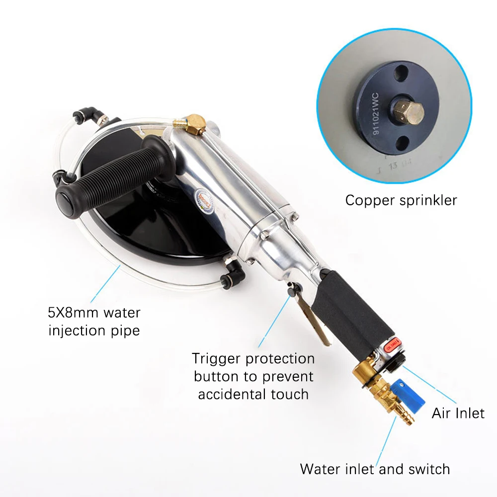 Hand Held Pneumatic Wet Cutter 7inch 180mm Diameter 7000rpm Cutting Machine for Granite Marble Tiles