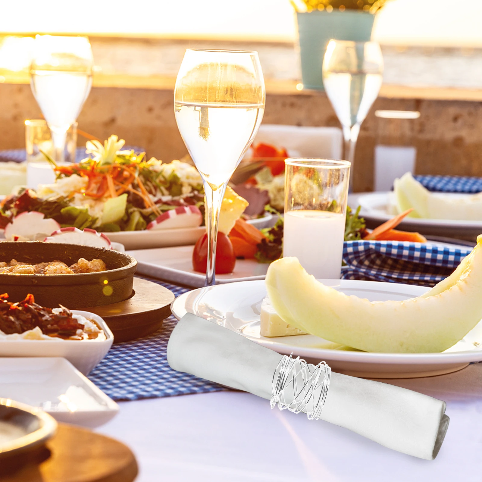 

6 шт., набор колец для салфеток, серебряный металлический держатель для банкетной бумаги, декор, семейный сбор, аксессуары для свадебного стола