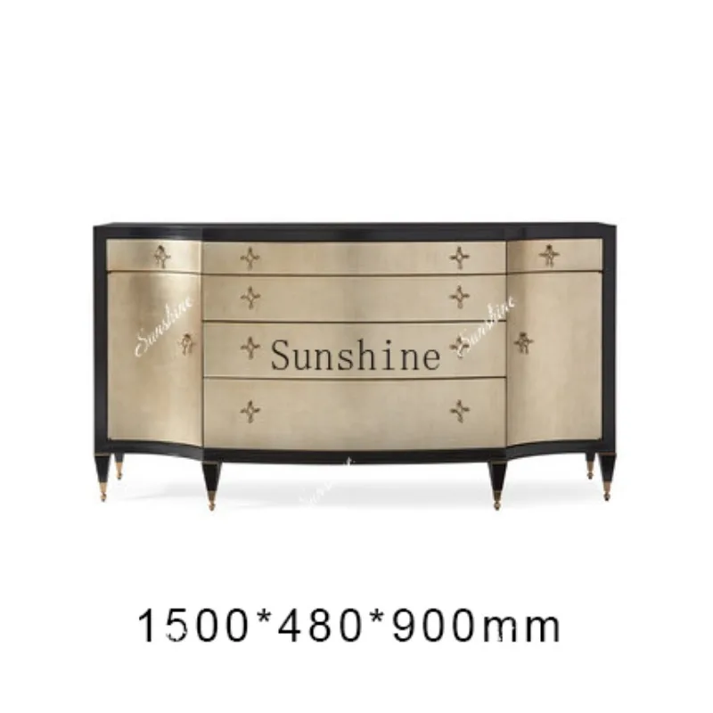 

American light luxury solid wood entrance foyer modern simple decoration champagne storage cabinet FT