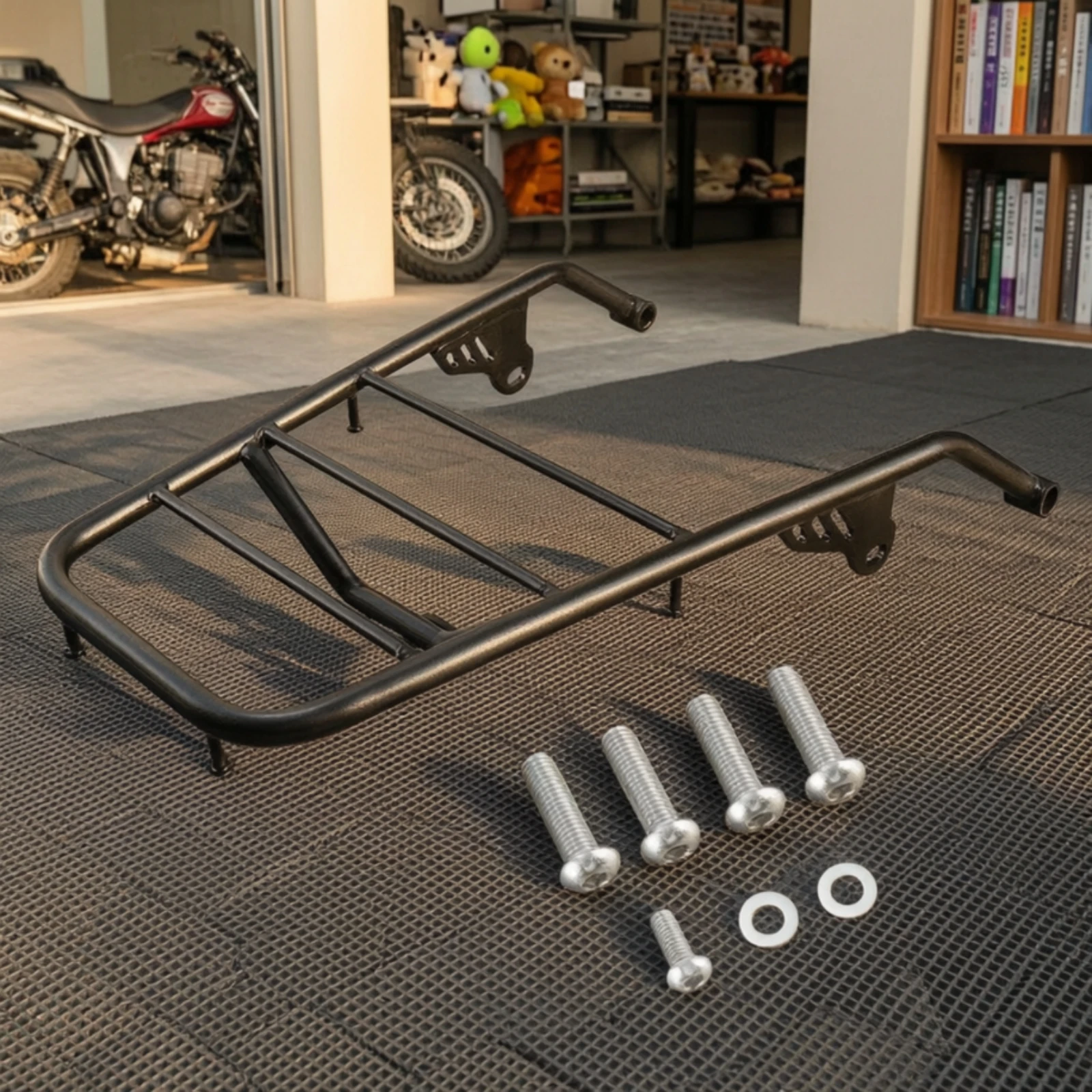 Motorcycle Luggage Rack Compatible Rear Luggage Rack Tube-Style Long-Lasting for Motorcyclists, Daily Commuting view 2