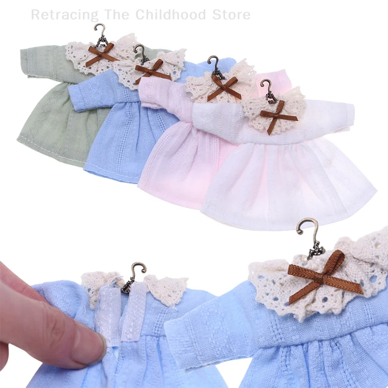 

1:12 Dollhouse Miniature Lace Collar Dress Retro Doll Princess Dress Doll House Accessories