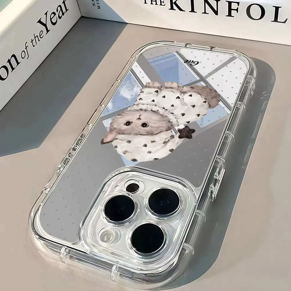 Cute Cat Pajamas Phone Case For iPhone 16 15 18 17 13 12 11 14 Pro Max X XS XR 7 8 15 16 Plus Air Shockproof Silicone Soft Cover view 5