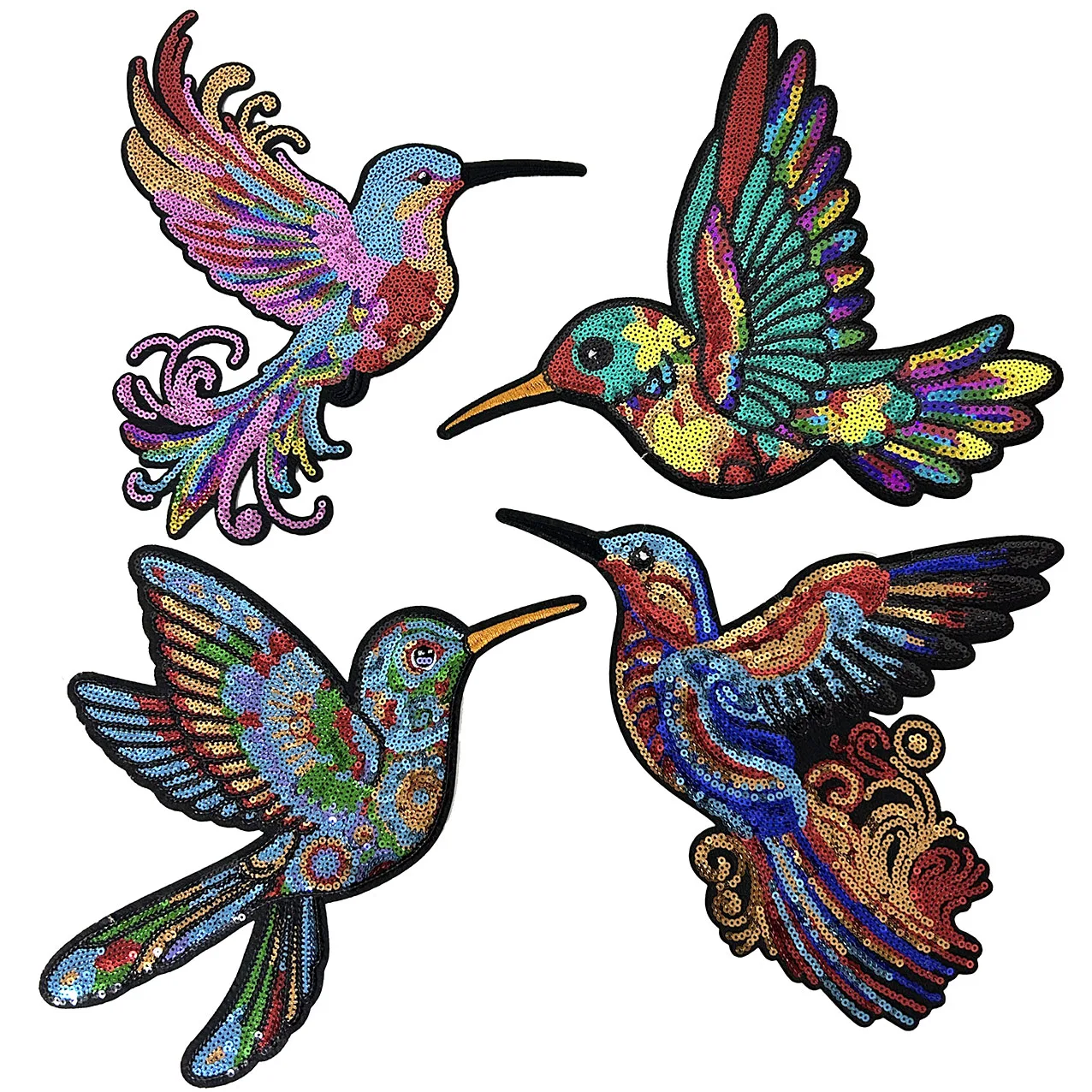 One Piece Fashion Pailletten-Vogel-Stickerei-Aufnäher zum Aufbügeln für Kleidung, Jacken, Taschen, DIY, Lochreparatur, Dekoration
