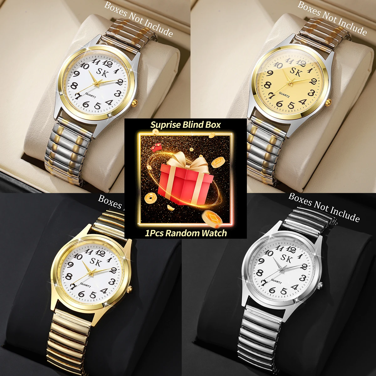 

1PC Surprise Mystery Watch Blind Box-Luxury Men Business Watches Fashion Elastic Strap Mens Quartz Wristwatch（Without Box）