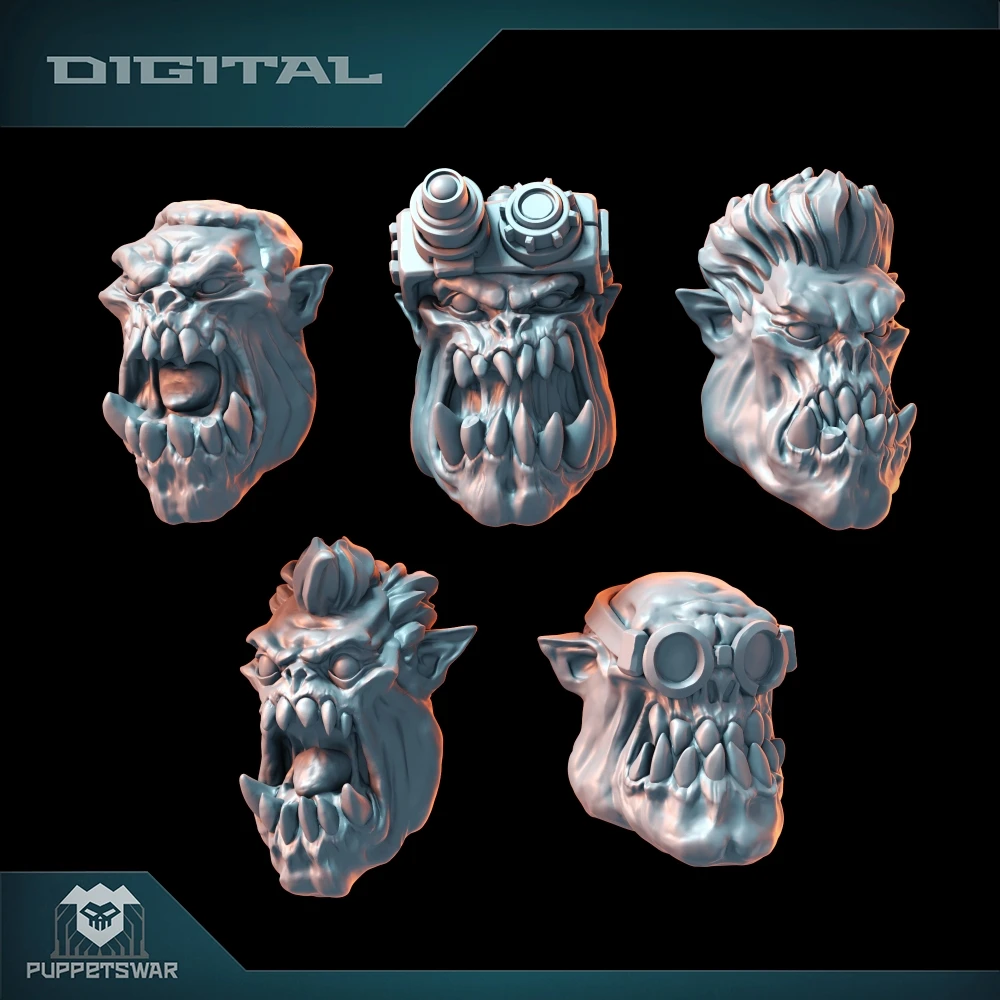 فريق Orc Flesh Busters، شخصية الجلد الأخضر، مشاية، مسدس بلازما روبوت، نموذج راتينج مطبوع ثلاثي الأبعاد عالي الدقة، لعبة أكشن بروكسي وارغام DnD