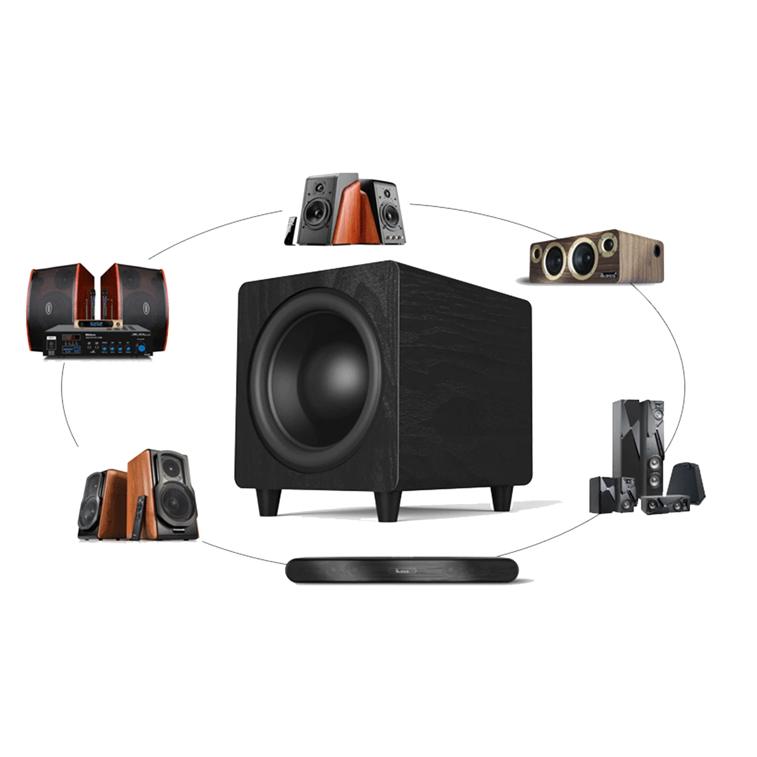 HOME THEATER Subwoofer ativo de 10 polegadas 150W Alto-falante SUB 1000