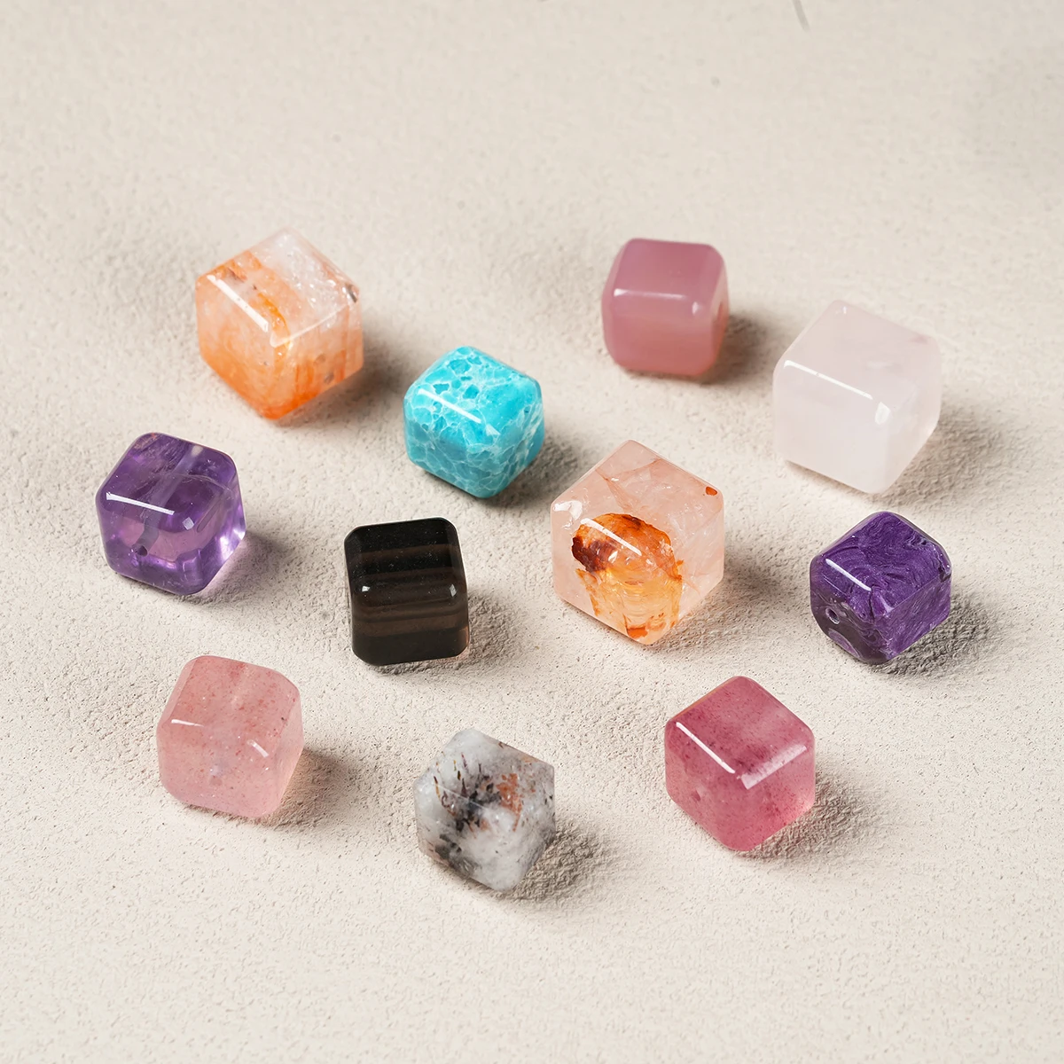 5 Pcs/lot Natural Stone Amethyst Pink Quartz Rhodonite Faceted Square Beads For Jewelry Making Diy Bracelet Necklace Supplies