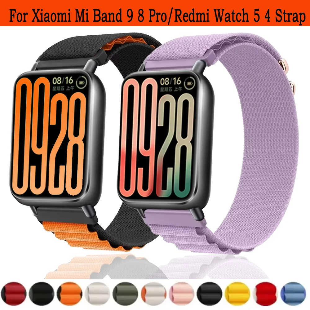 جبال الألب الرياضة حلقة النايلون حزام ل Xiaomi Mi الفرقة 9 8 برو تنفس سوار معصمه ل Redmi ساعة 4/5 Correa اكسسوارات