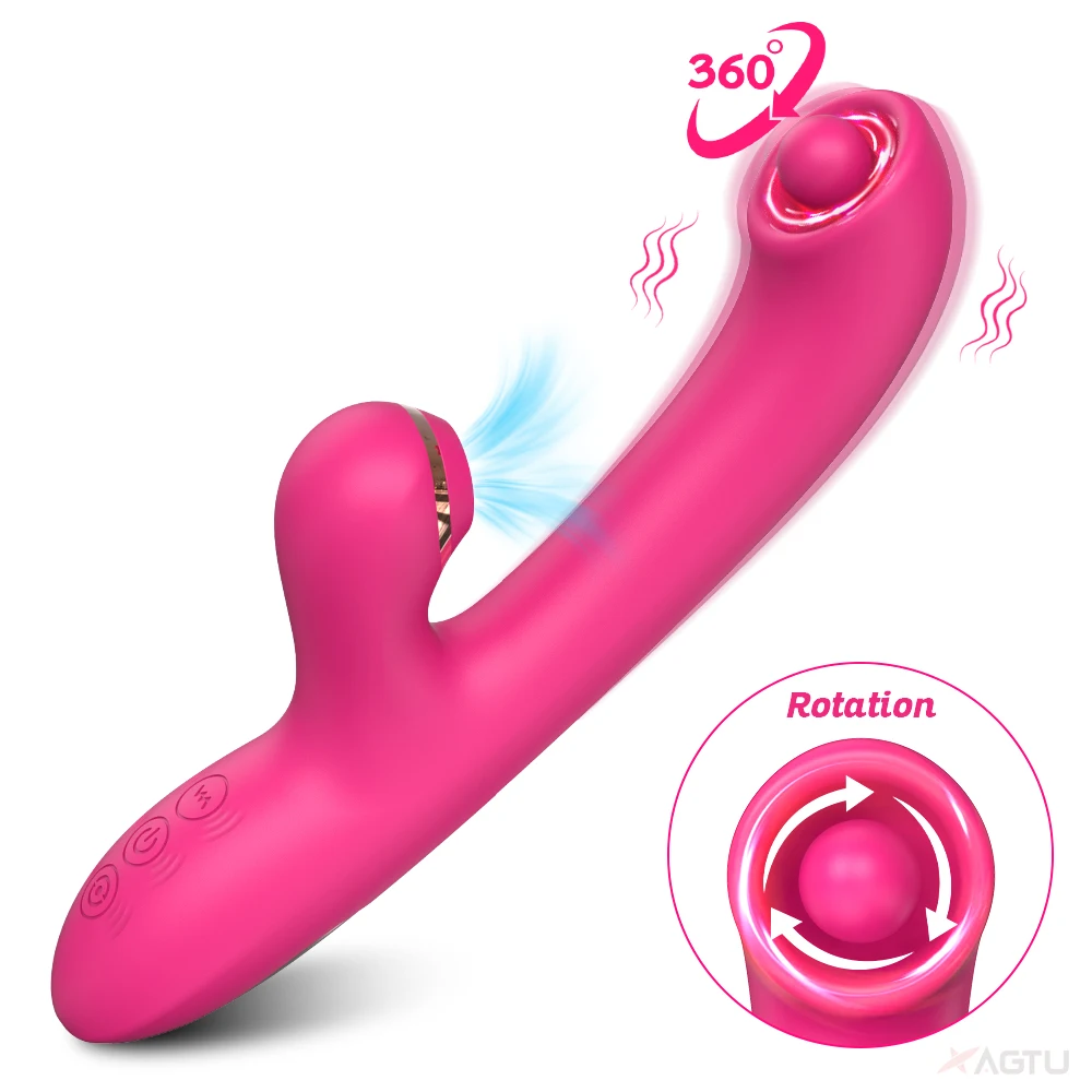 2 in 1 Rotating Sucking Dildo Vibrator for Women Clitoris Sucker Nipple Stimulator Vaginal Massager Female Sex Toys for Adults