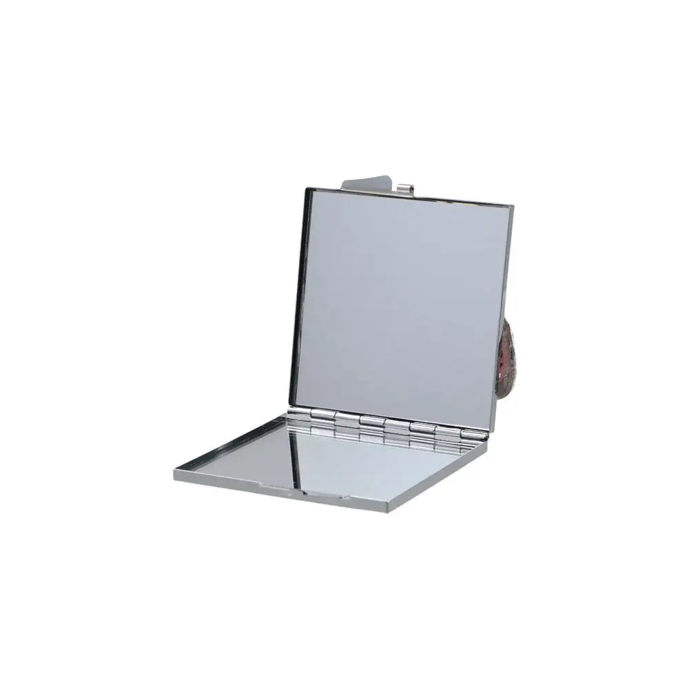 Beauty Mirror Metal Square Mirror Rose Rhinestone Decor Portable Mirror Double-sided Cute Pocket Mirror Students