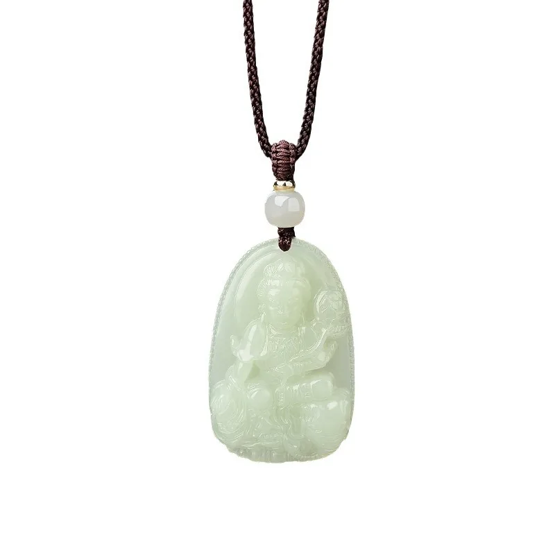 Hetian Jade Zodiac Guardian Buddha Pendant Necklace for Men Women Gifts