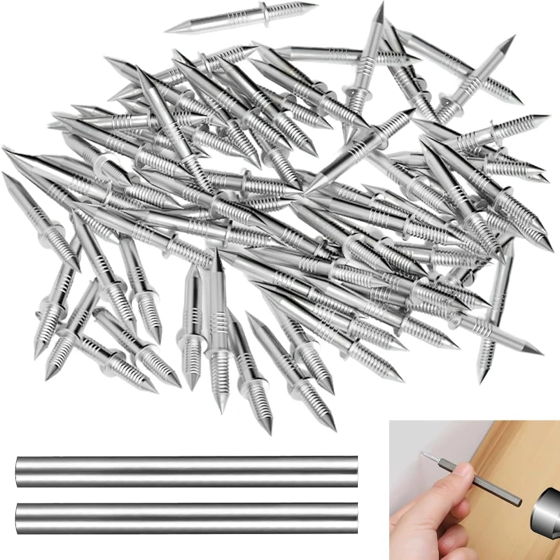 Double Head Skirting Board Nails Thread Seamless Nails Invisible Screw with Sleeve Wood Baseboard Nail Fastener for Furniture