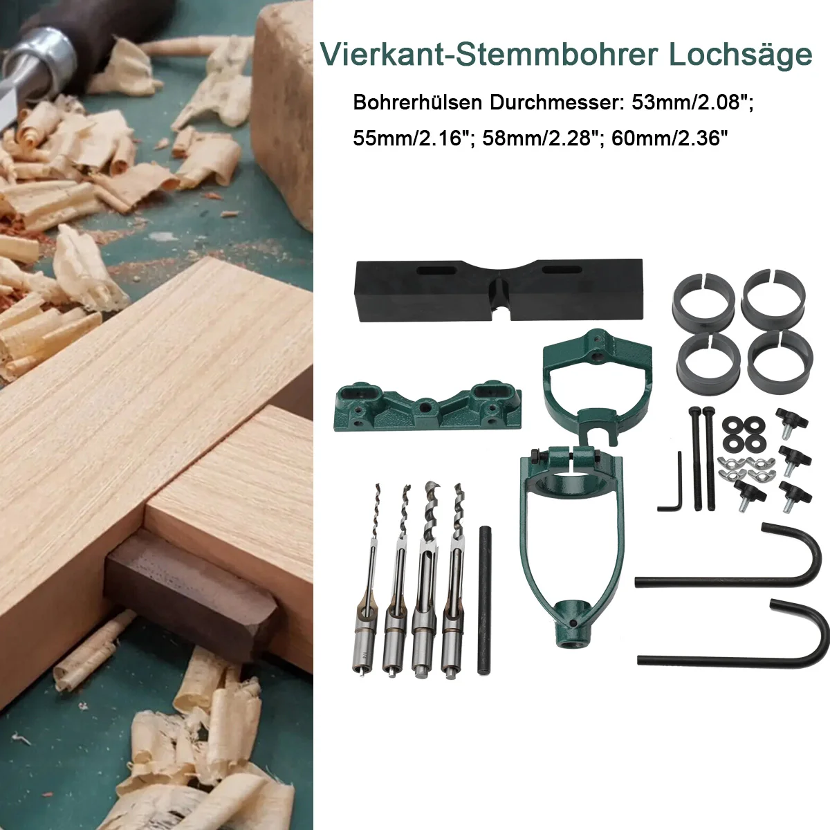 Stemmen Maschine Holzbearbeitung Einsteckschloss Zapfen Werkzeuge Bohrmaschine Locator Set für Kreise Quadratischen Loch Meißel Bohrmaschine – Detail 6