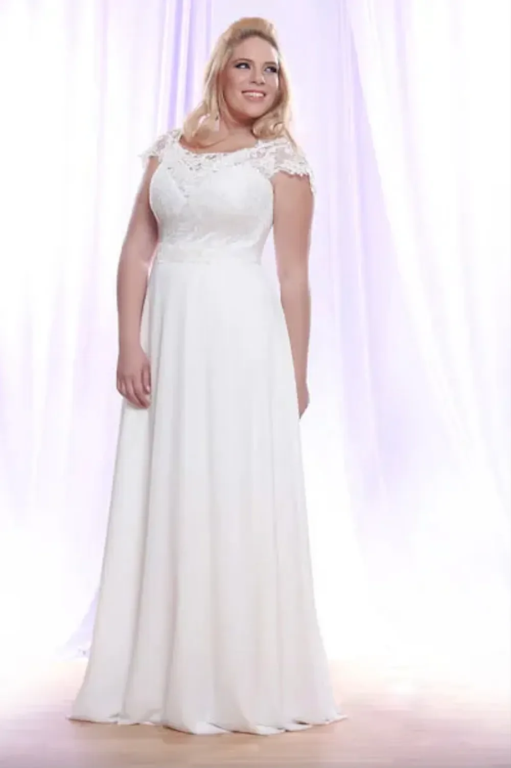 Cheap Lace Plus Size Dresses Jewel Neck A e White Bohemian Wedding Dress or Length Chiffon Beach Robe De Mariee