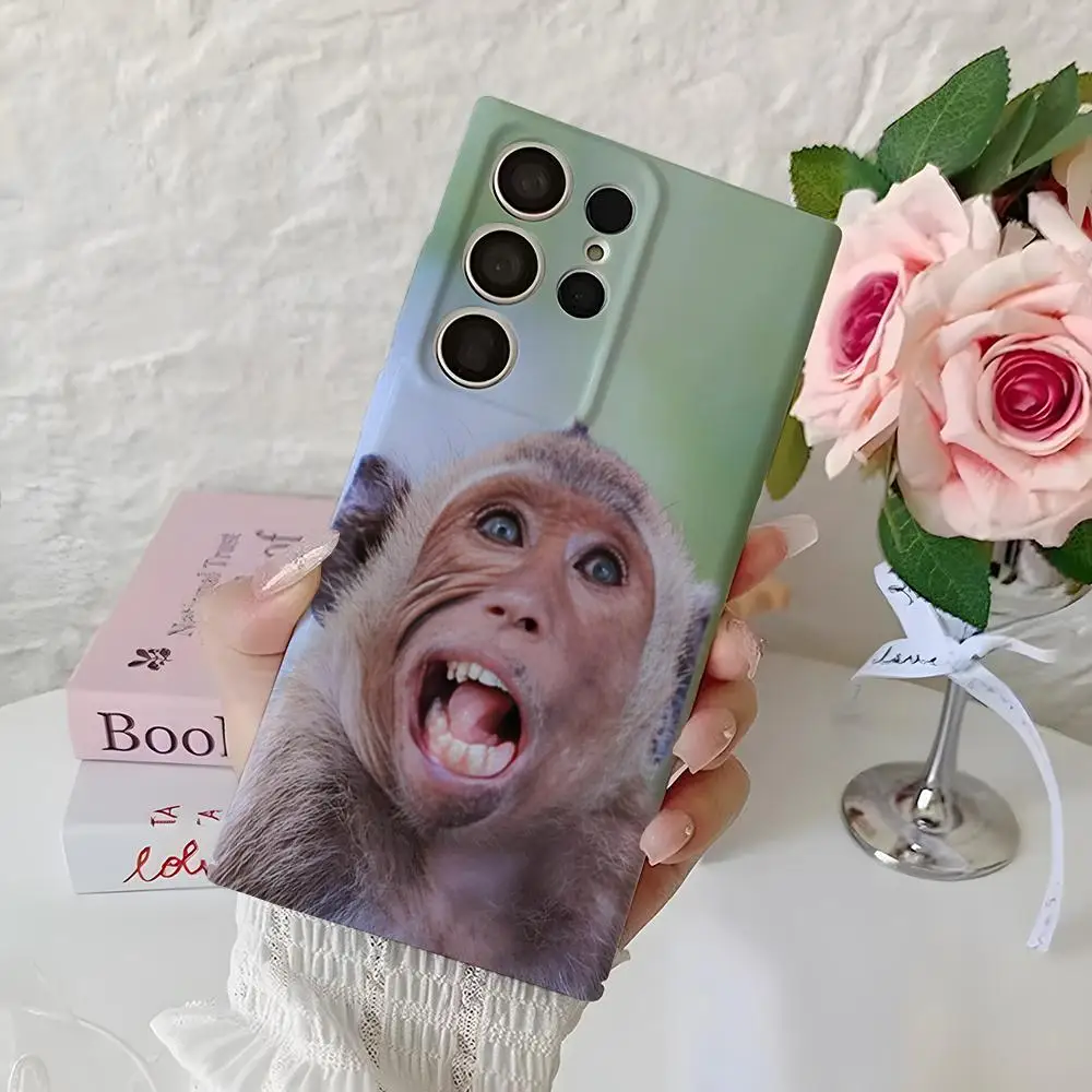 Funny Monkey Phone Case For Samsung S25 Ultra S24 S22 Plus S21 S25Plus S24Ultra All Inclusive Glossy Cover