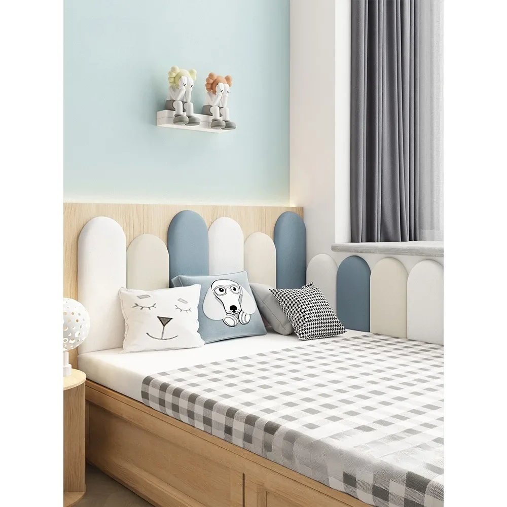 Technology Cloth Children's Room Bed Headboard Anti-Collision Soft Bag Wall Backrest Bedroom Furnitureself-adhesive Wall Sticker