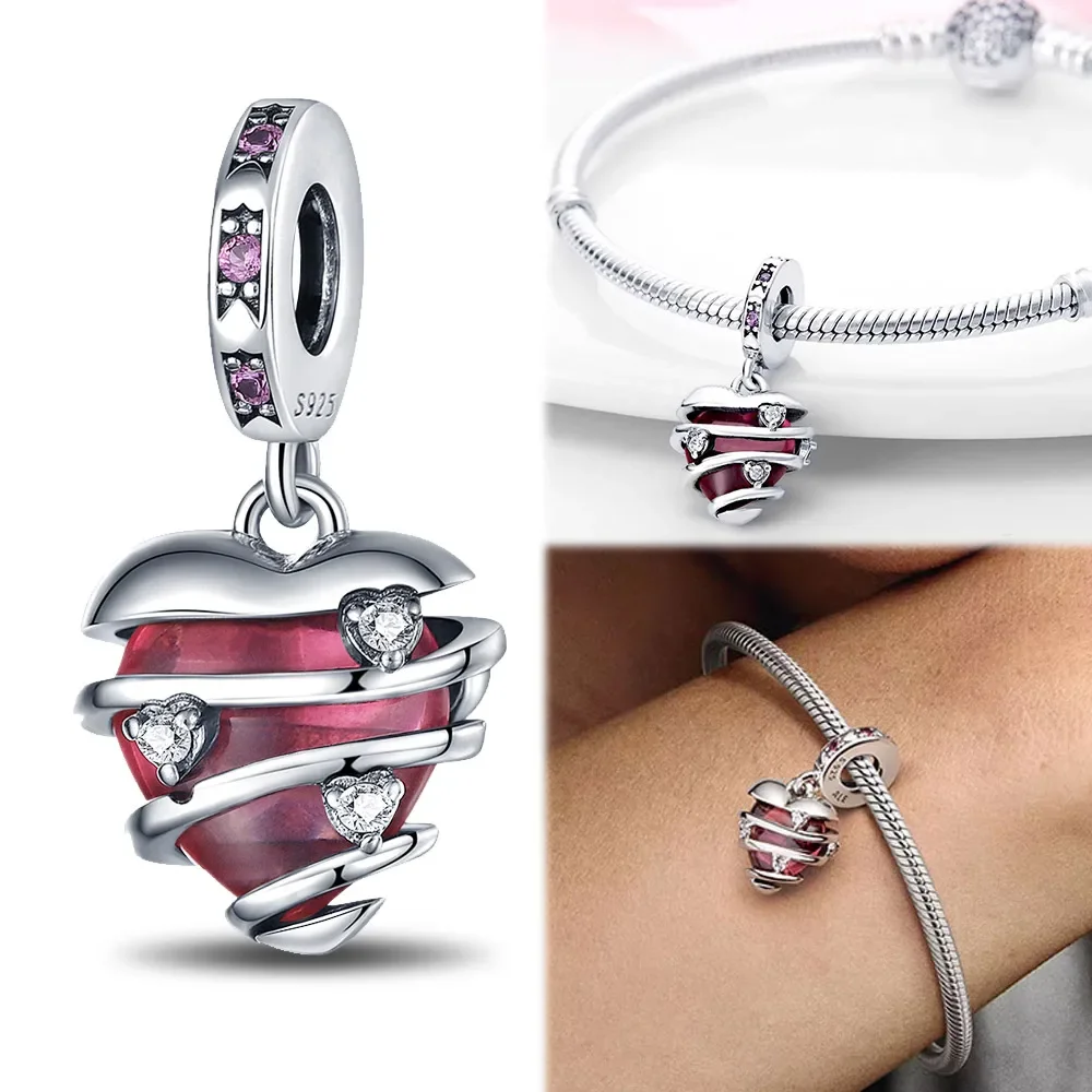 925 Sterling Silver Love Zircon Series Pendants Fit Pandora Women Charms Original Bracelets New in 2024 DIY Party Jewelry Gifts