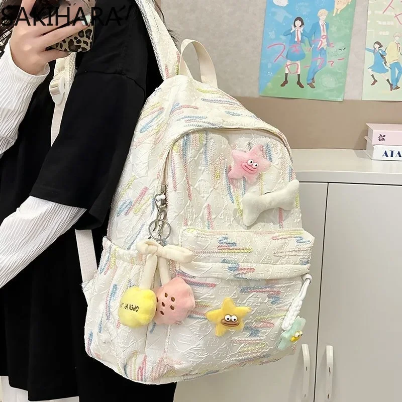 

Japanese Shoulder Bags for Students Preppy Sweet Contrast Color Mochila All Match Large Capacity Kawaii Bolsas Para Mujeres