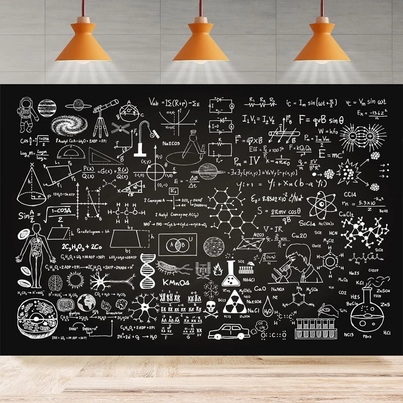 Science Classroom Photography Backdrop Chemistry Math Geometry Physics Handwritten Chalkboard Background Party Backdrop Wall